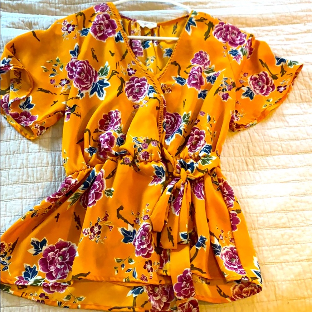 Yellow floral blouse